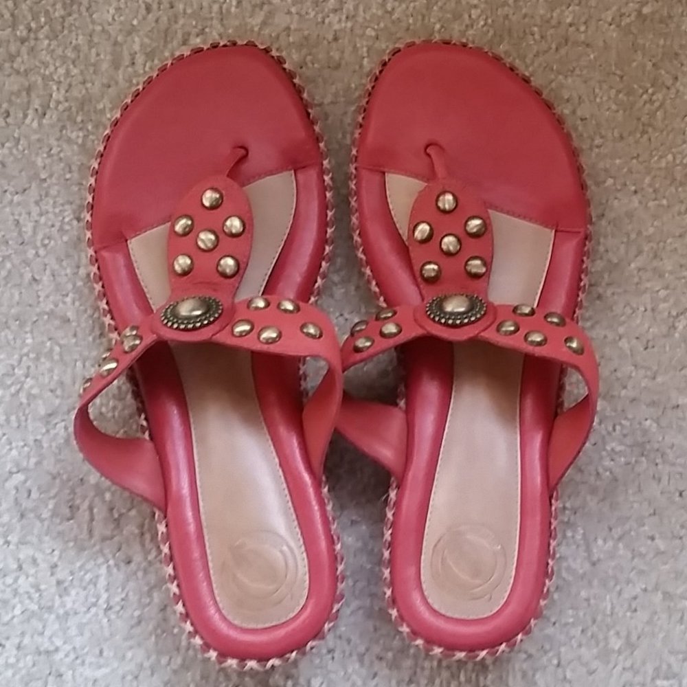 Nurture Pedro Coral Sandals with Bronze Rivets